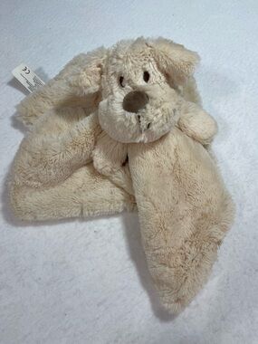 Kellytoy Puppy Dog Plush Cream Security Blanket Luxe Lovey Rattle Toy Blankie